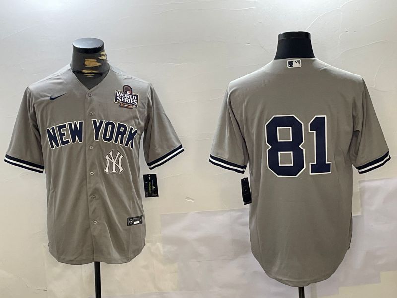 Men New York Yankees #81 No Name Grey Game 2024 Nike MLB Jersey style 10277->houston texans->NFL Jersey